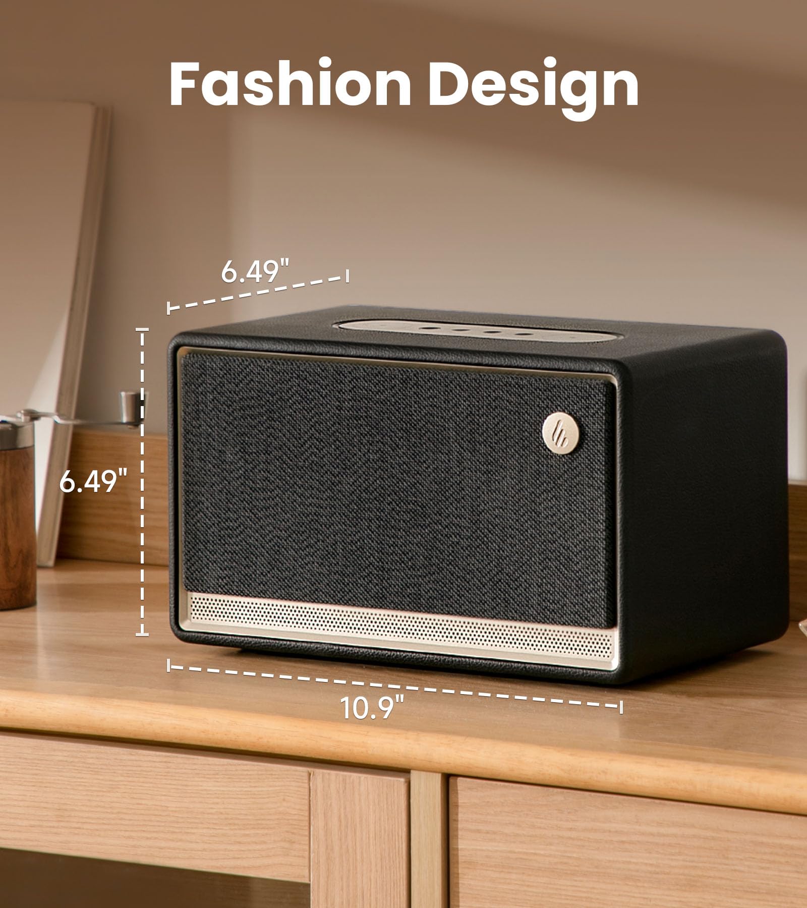 Edifier ES300 Tabletop Wireless Speaker, Hi-Res Audio Bluetooth 5.3 & 12H Long Playtime, Crystal Clear Sound Multiple Connectivity for Home Office Outdoor Desktop - Black - Image 3