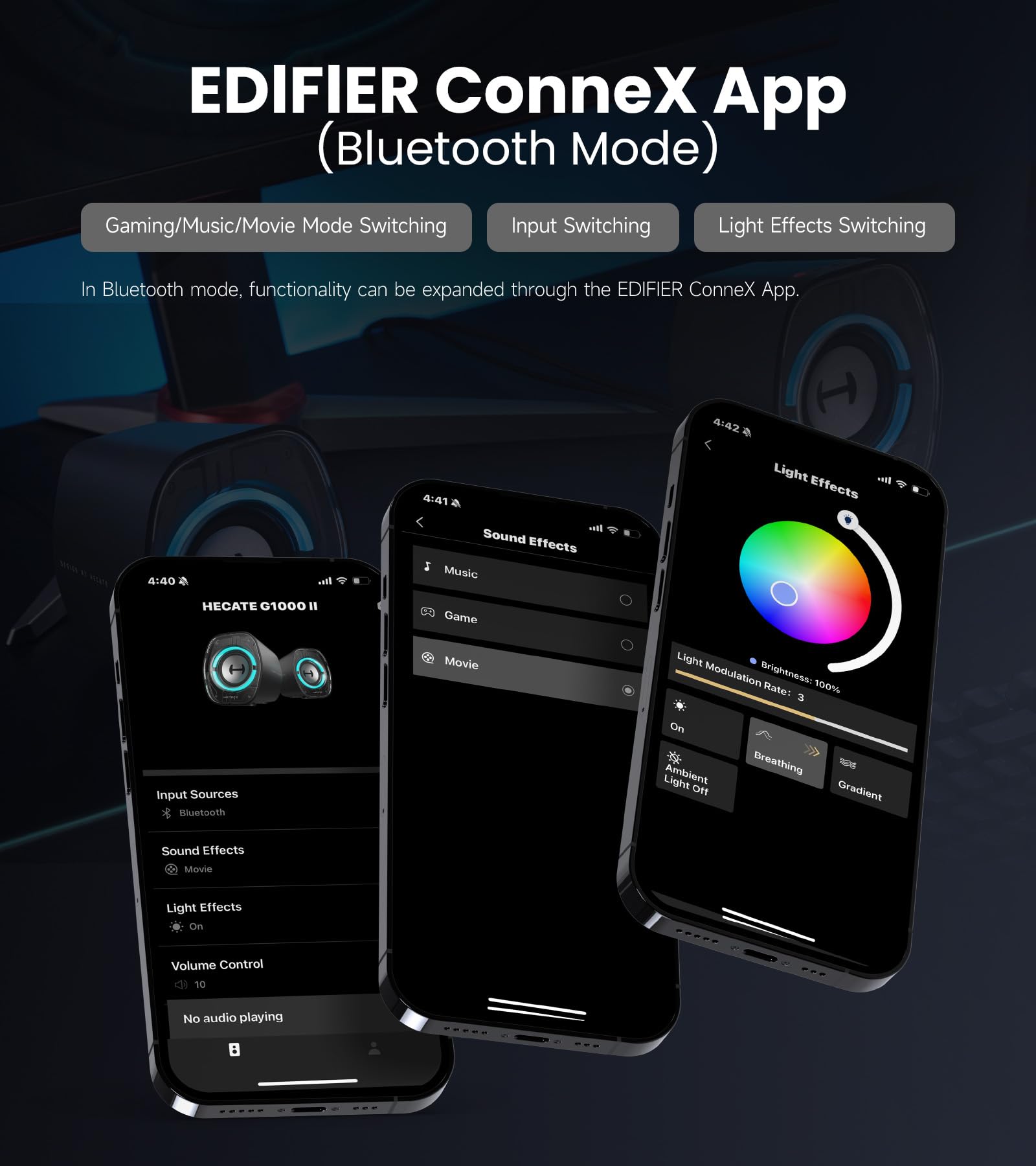 Edifier G1000 II Desktop Computer Speakers for Gaming, 2.5" Full-Range Driver & Enhanced Bass, Bluetooth 5.4 USB-C AUX, 9 Dynamic RGB Lighting Modes for PC - Black - Image 9