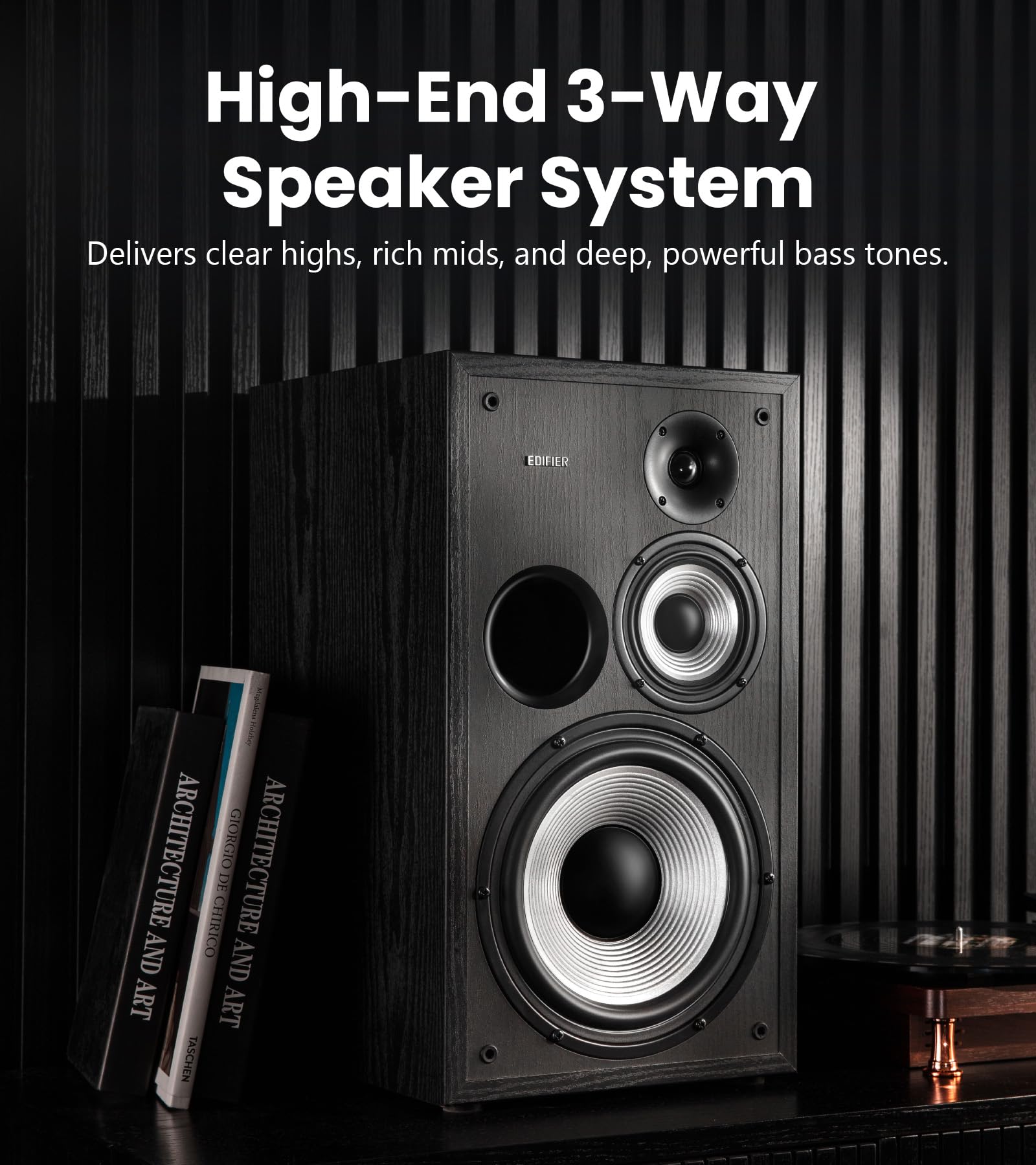 Edifier R2850DB Powered Bluetooth Bookshelf Speakers, Active Near-Field Studio Monitors, 150W RMS 3-Way Sound Monitor Speaker with Subwoofer Line Out, Black (Pair) - Image 2